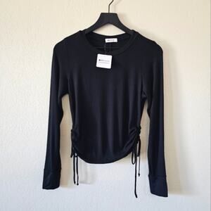 NWT LAMade Black Long Sleeve Top with Side Rouching